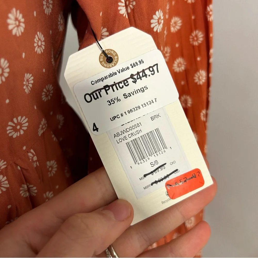 Billabong Orange Floral Mini Dress - Picture 4 of 6
